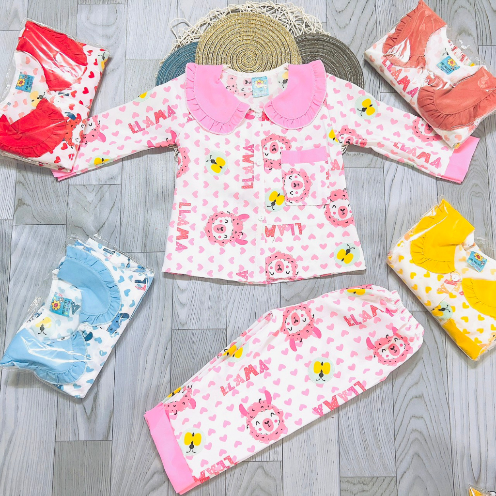 (3 bộ 3 màu 3 họa tiết khác nhau) Combo 3 Bộ Tay Dài Lụa Viền Tiểu Thư Bé