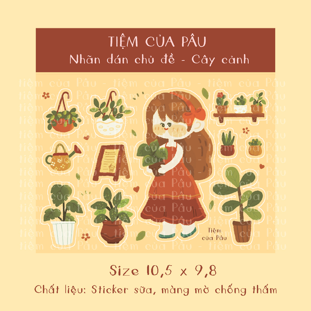 sticker tự thiết kế | chủ đề tiệm cây cảnh, trang trí sổ tay, nhật ký, dán mũ bảo hiểm