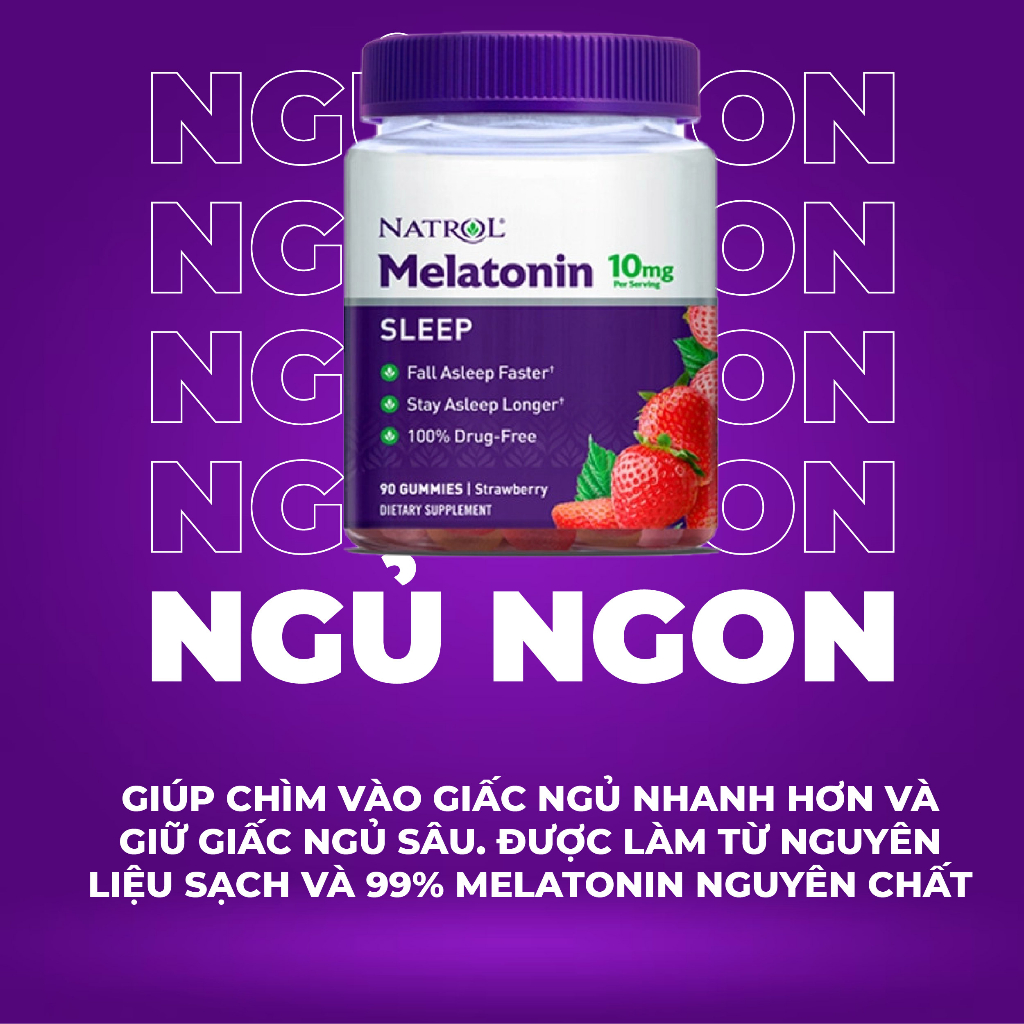 Viên kẹo dẻo gummies 10mg sleep 90 viên vị dâu của Mỹ Kirkland Signature hỗ trợ giấc ngủ