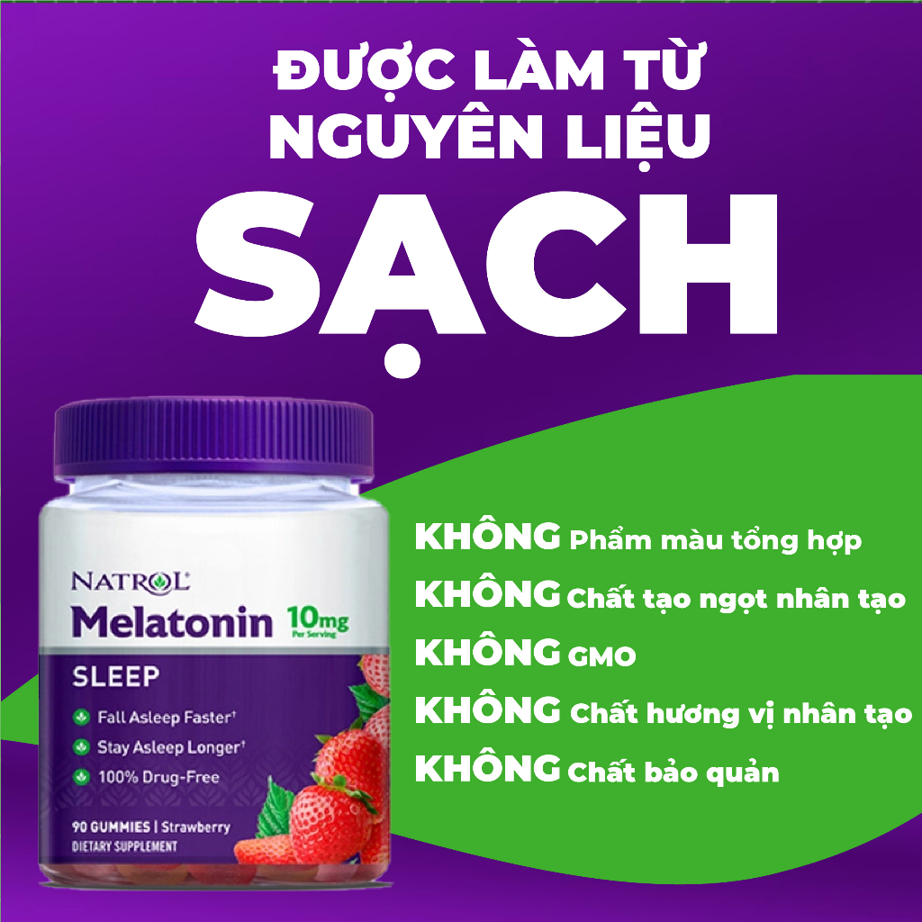 Viên kẹo dẻo gummies 10mg sleep 90 viên vị dâu của Mỹ Kirkland Signature hỗ trợ giấc ngủ