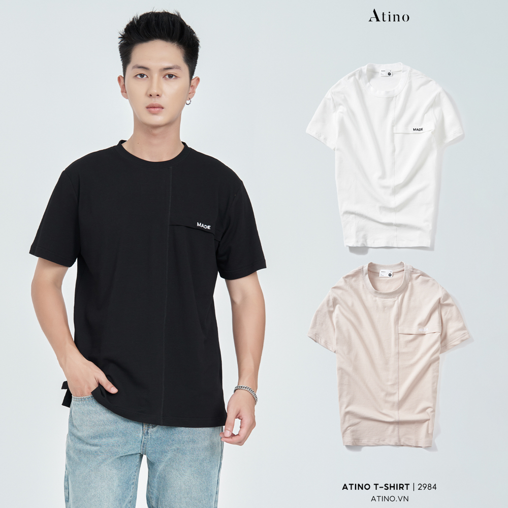 Áo Thun Ngắn Tay Nam Kẻ Sọc ATINO chất liệu Cotton thoáng mát form Slim - Áo Phông Cộc Tay AP3.2984