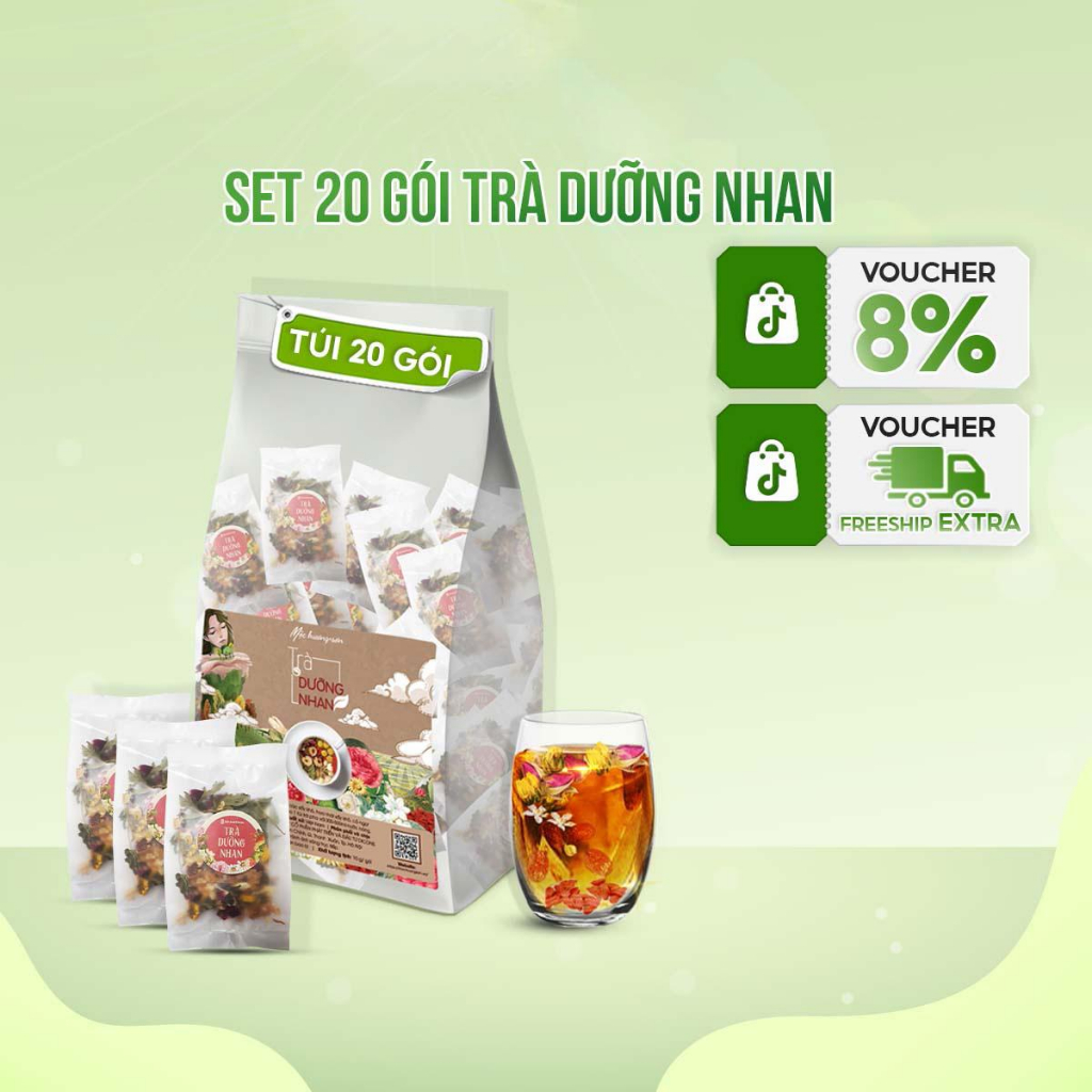 Combo 40 gói trà detox, trà dưỡng nhan tặng bình nước và hạt chia