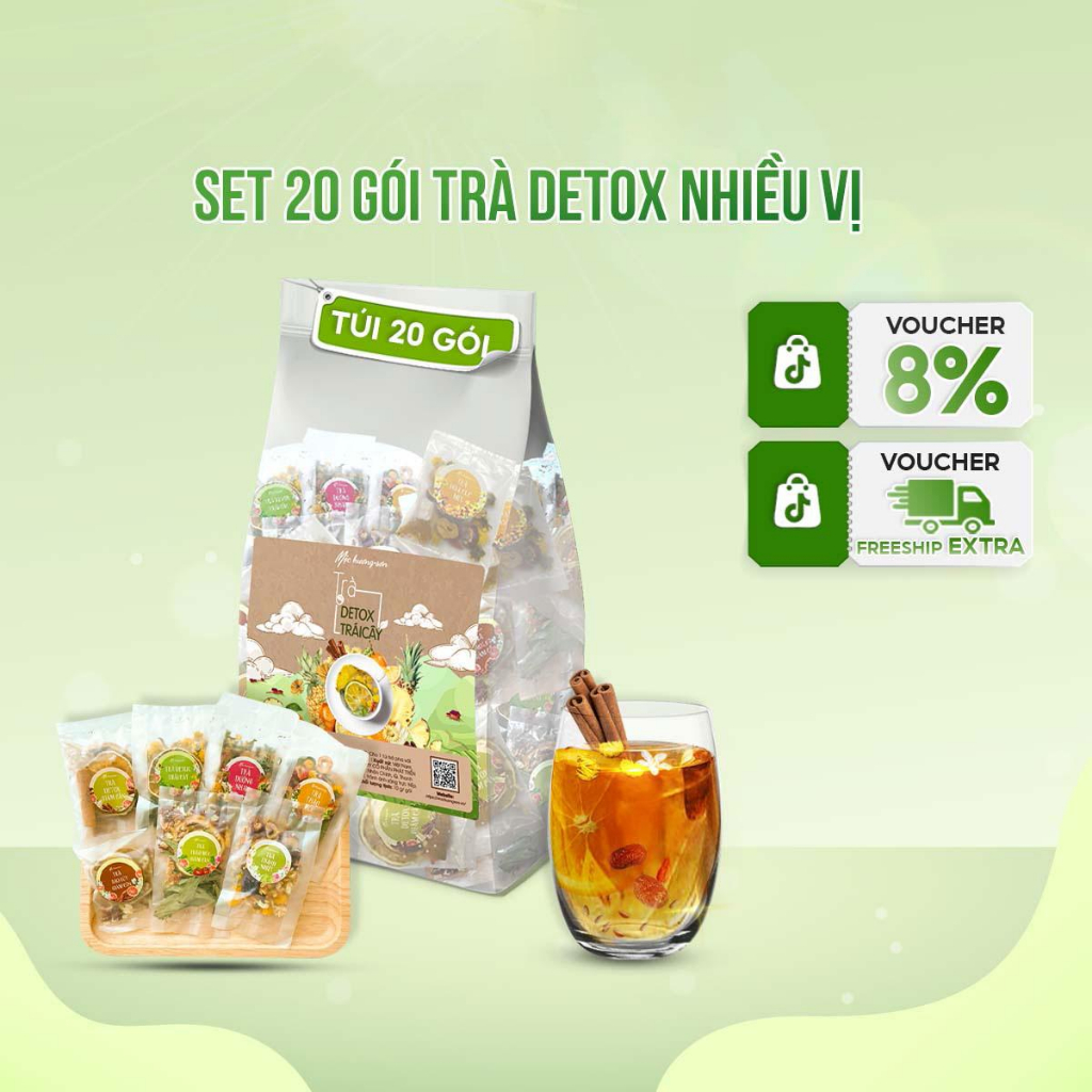 Combo 40 gói trà detox, trà dưỡng nhan tặng bình nước và hạt chia