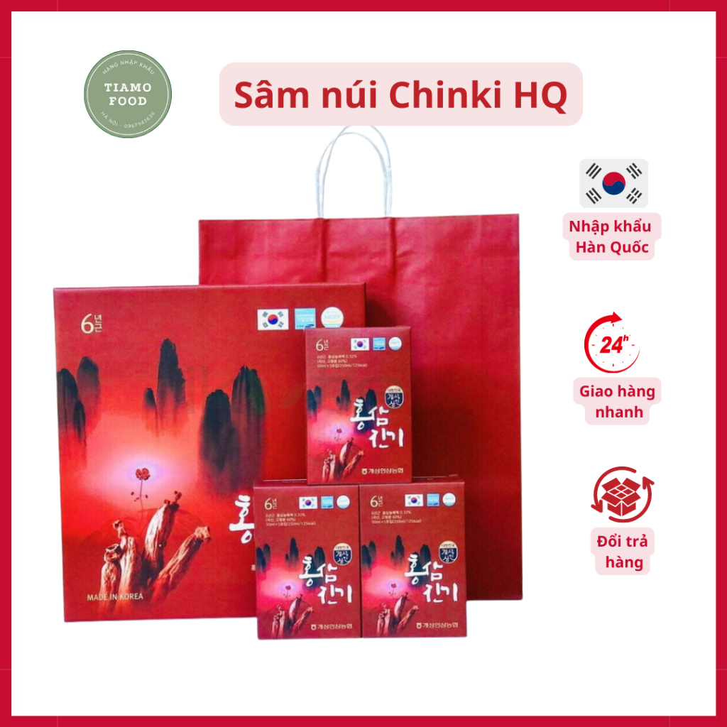 Nước Hồng Sâm Núi Chinki Hàn Quốc Cao Cấp, Hộp 30 gói x 50ml