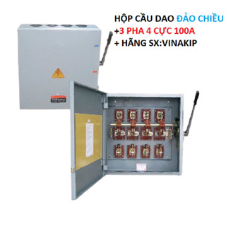 Hộp cầu dao đảo chiều 3 pha 4 cực 100A dạng tủ có cần đóng ngắt hàng Vinakip