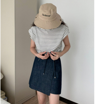 Áo thun nữ không tay kẻ sọc LAM, áo thun sát nách kẻ sọc chất cotton mềm mại cho nữ