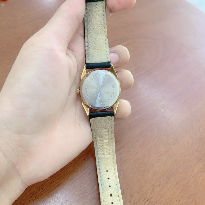 Đồng hồ si nữ hiệu DesignTime, dây da máy Nhật, mặt đá opal may mắn