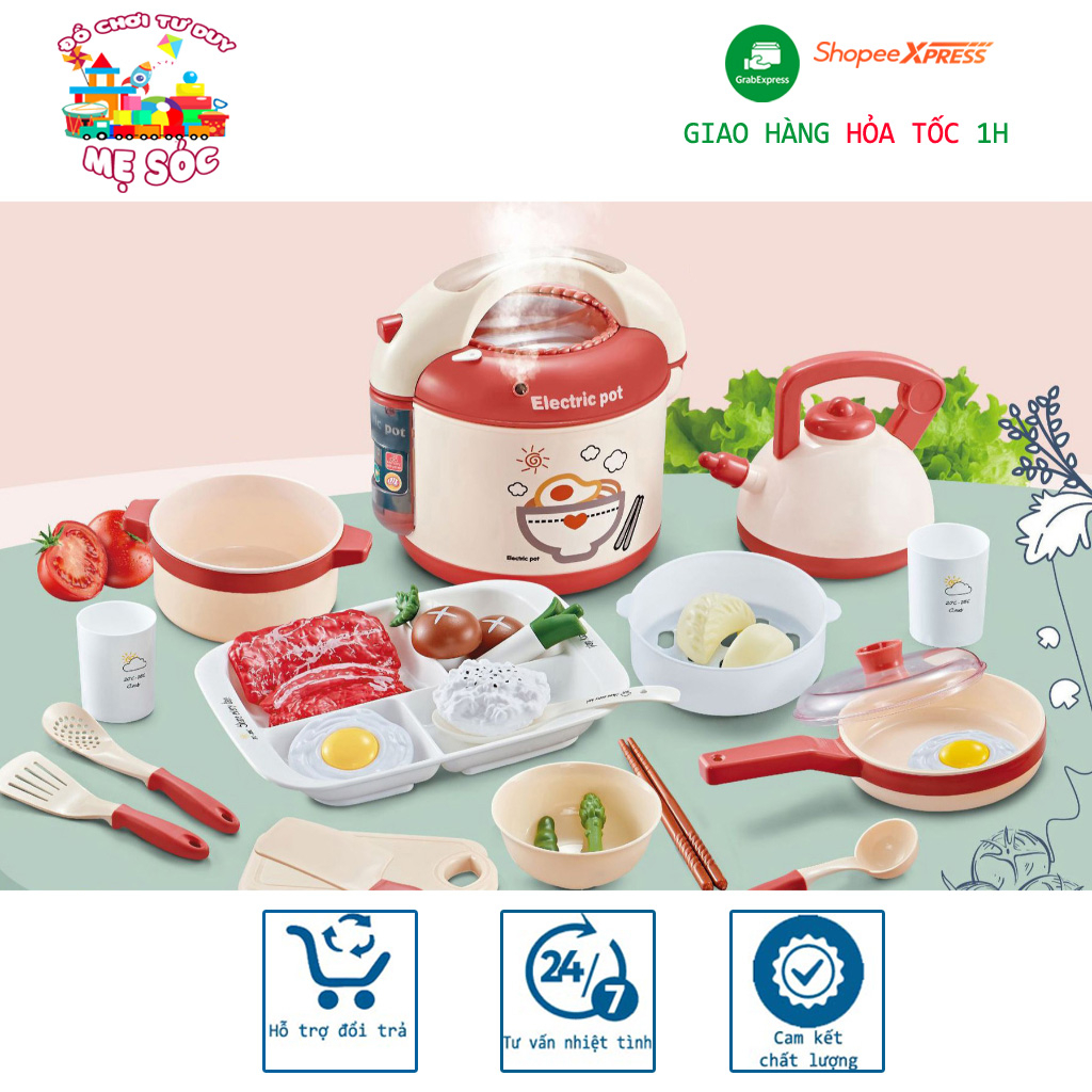 (Hiệu Ứng Phun Sương) Đồ Chơi Nhà Bếp Nồi Cơm Điện Phun Sương Thông Minh, Chảo, Ấm Nước Và Dụng Cụ Nhà Bếp Cho Bé