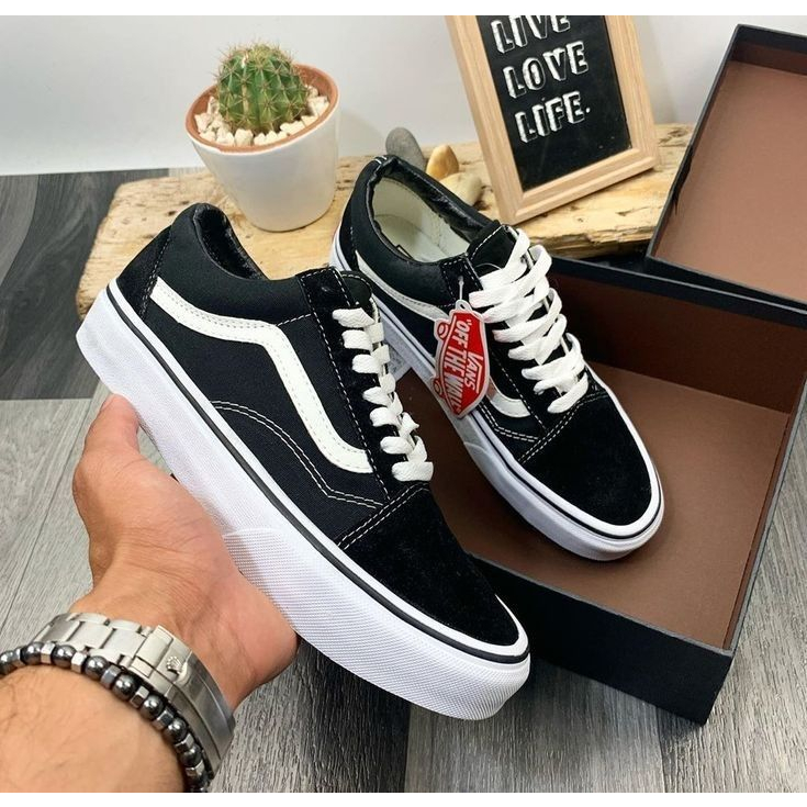 Giày vans chính hãng old skool màu black white cho nam nữ, vans real xách tay fullbox Farins Store