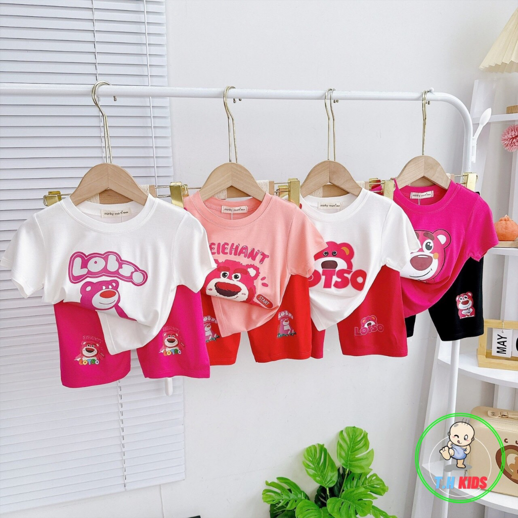 Bộ cộc tay gấu dâu Minky Mom cho bé