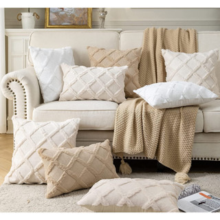 (LÔNG DÀY MỊN) Gối Vuông Cao Cấp Bằng Nhung Lông Mềm Màu Trơn Vân Chéo trang trí nhà cửa, khách sạn