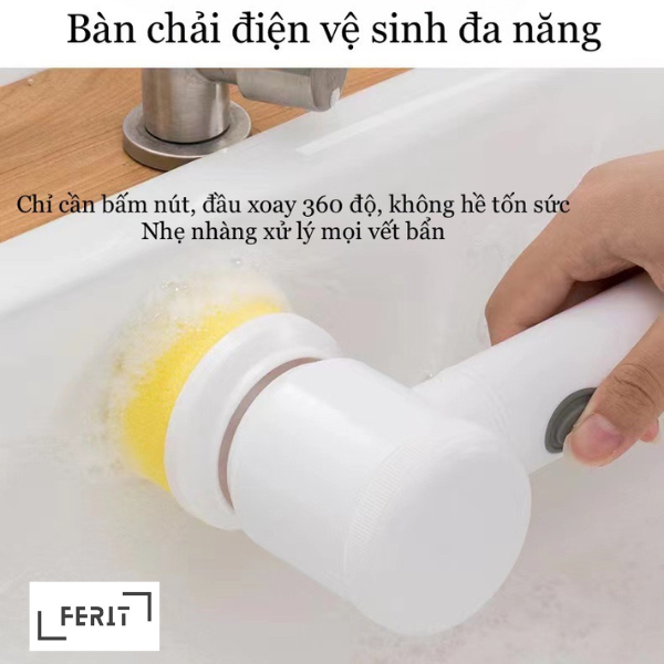 Bàn chải điện cọ rửa đa năng sạc USB, bàn chải rửa bát, vệ sinh bếp, bồn rửa.