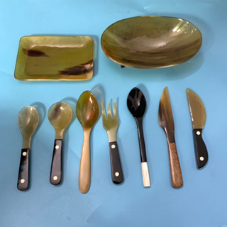 Bộ Đĩa, Thìa, Dĩa, Dao Bằng Sừng Màu Tự nhiên Đẹp Vitrapro