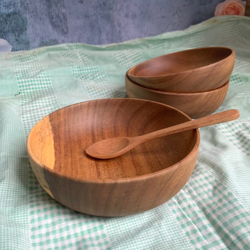 Bát Gỗ, Tô Gỗ Salad 14x4cm Nguyên Khối