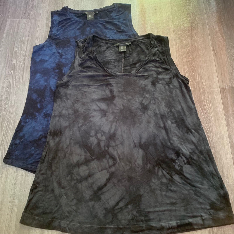 Áo Thun Nữ Ba Lỗ Tahari VNXK Cotton 4 Chiều Loang Màu 2 Mẫu Cổ Tròn