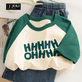 Áo Thun Nữ, Áo Phông Raglan Tee Nam Nữ Unisex Tay Lỡ By JOLI BST15 In Hình Cute Chất Cotton Form Rộng