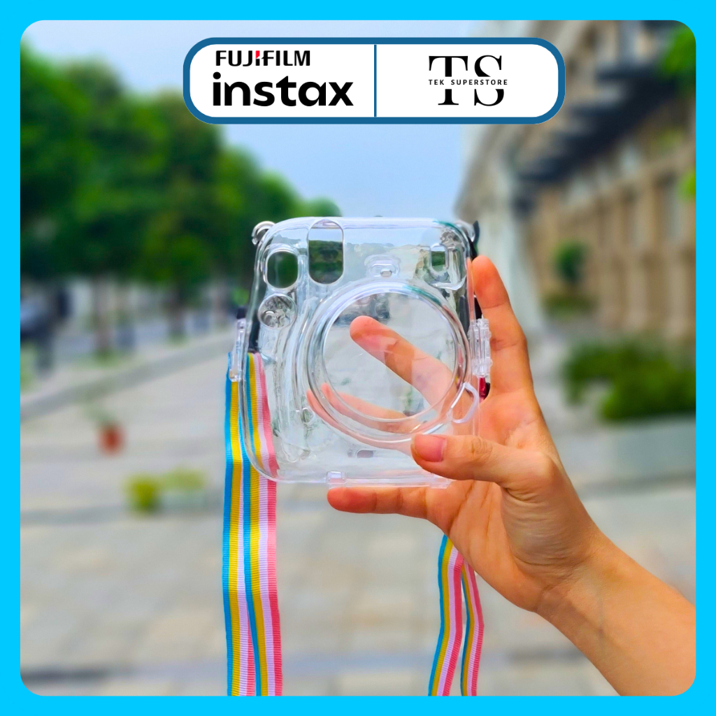 Case Ốp Nhựa Trong bảo vệ máy chụp ảnh lấy liền Instax Mini 11 - chống trầy, chống va đập - Kèm dây đeo