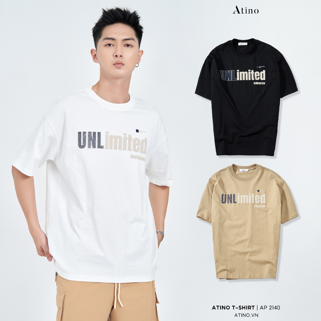 Áo Phông Nam Cộc Tay Cổ Tròn ATINO chất liệu 100% Cotton thoáng mát form SlimFit AP3.2140