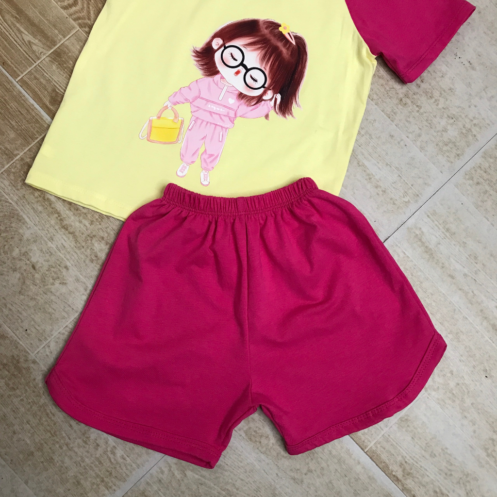 Quần áo trẻ em BIMIA KIDS, Bộ quần áo bé gái cotton thoáng mát mùa hè cho bé từ 8-24kg