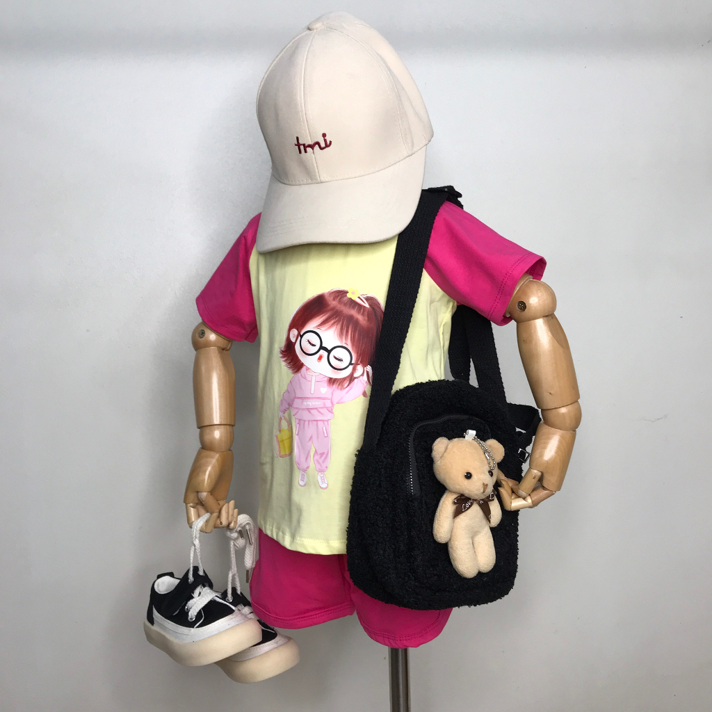 Quần áo trẻ em BIMIA KIDS, Bộ quần áo bé gái cotton thoáng mát mùa hè cho bé từ 8-24kg