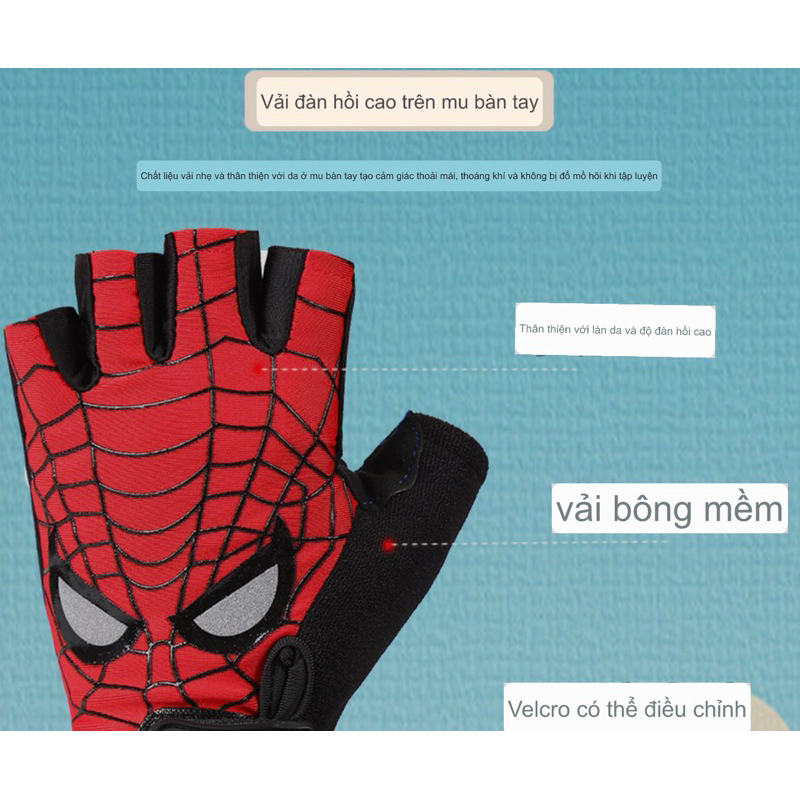 Găng tay thể thao xỏ ngón trẻ em găng tay cho bé đi xe đạp,trượt patin,leo núi