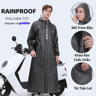 Áo Mưa Thời Trang Unisex Vải PVC Cao Cấp ( Áo Mưa Dây Kéo Có Mũ Trùm Đầu Chống Nước Thấm Áo Khoác Đi Mưa Thời Thượng )