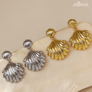 Khuyên tai thiết kế vỏ sò Seashell Jesmee chất liệu brass cao cấp không gỉ, cá tính, bông tai đi biển - E6876