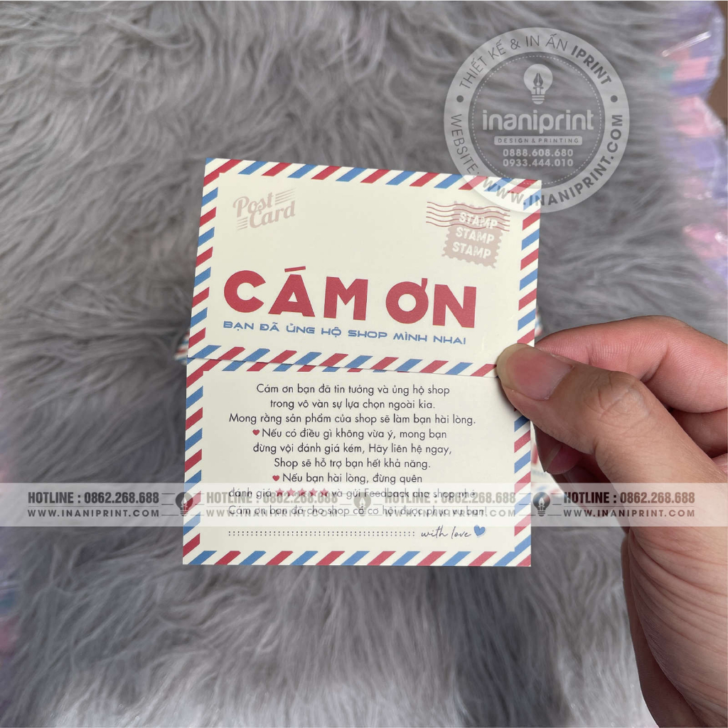Card Cám Ơn Đẹp, Thiệp Cám Ơn Dễ Thương - THƯ XANH - MS : 045