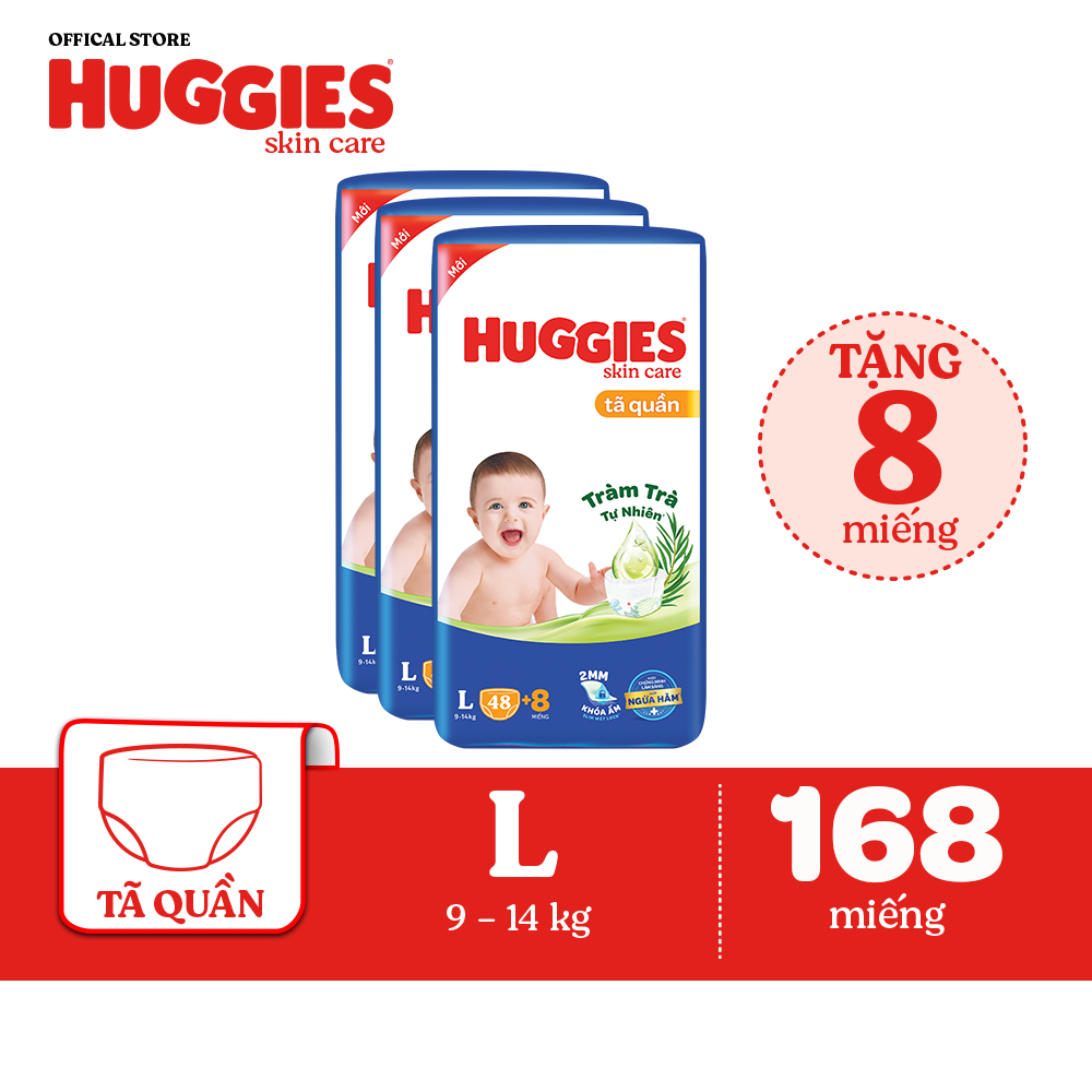 Combo 3 Tã quần Huggies Skincare Big Jumbo M56/L48/XL40/XXL36+8