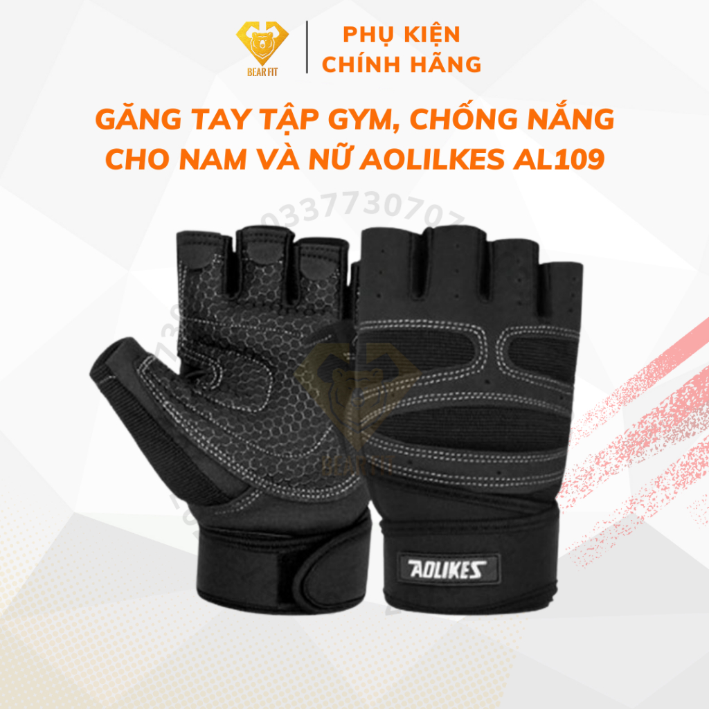 Găng tay tập Gym, chống nắng cho nam và nữ AOLILKES AL109 Chính hãng