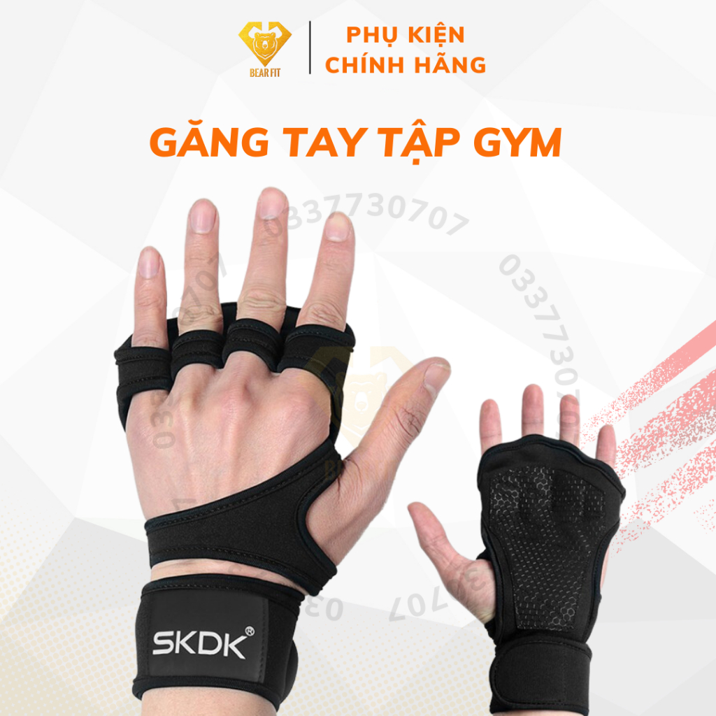 Găng tay tập gym kết hợp bảo vệ cổ tay chất liệu Silicon thời trang chính hãng SKDK ( siêu bền )