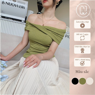 Áo thun nhăn trễ vai chéo tay Cây Leo Design cách điệu nữ tính Min6401 Min6405 Min6408