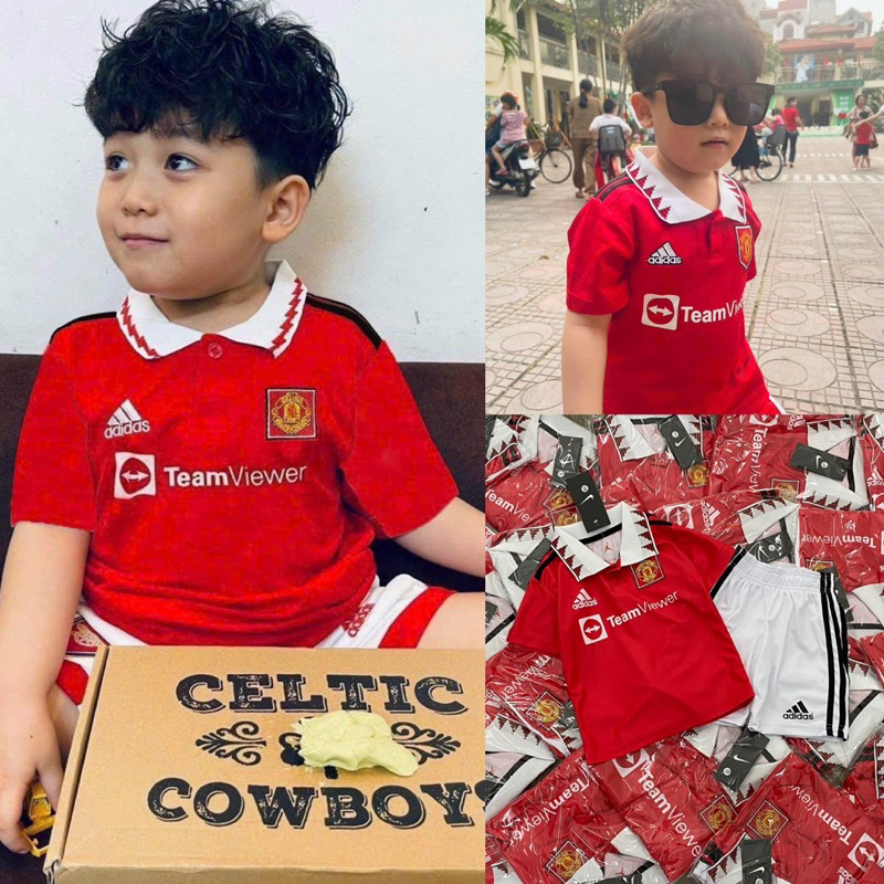 Bộ short Das thể thao MANCHESTER đỏ bé trai