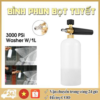 Bình Phun Tạo Bọt Tuyết Cầm Tay 1000ml Tặng kèm đầu Cái Nối Nhanh 1/4inch  Dùng Cho Máy Rửa Xe