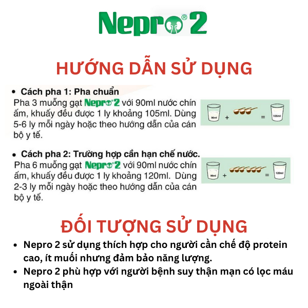 Sữa bột Nepro 2 400g dành cho người bệnh thận đã chạy thận - VitaDairy