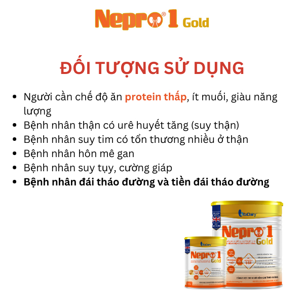 Sữa bột Nepro 1 Gold 400g dành cho người bệnh thận chưa chạy thận và tiều đường - VitaDairy