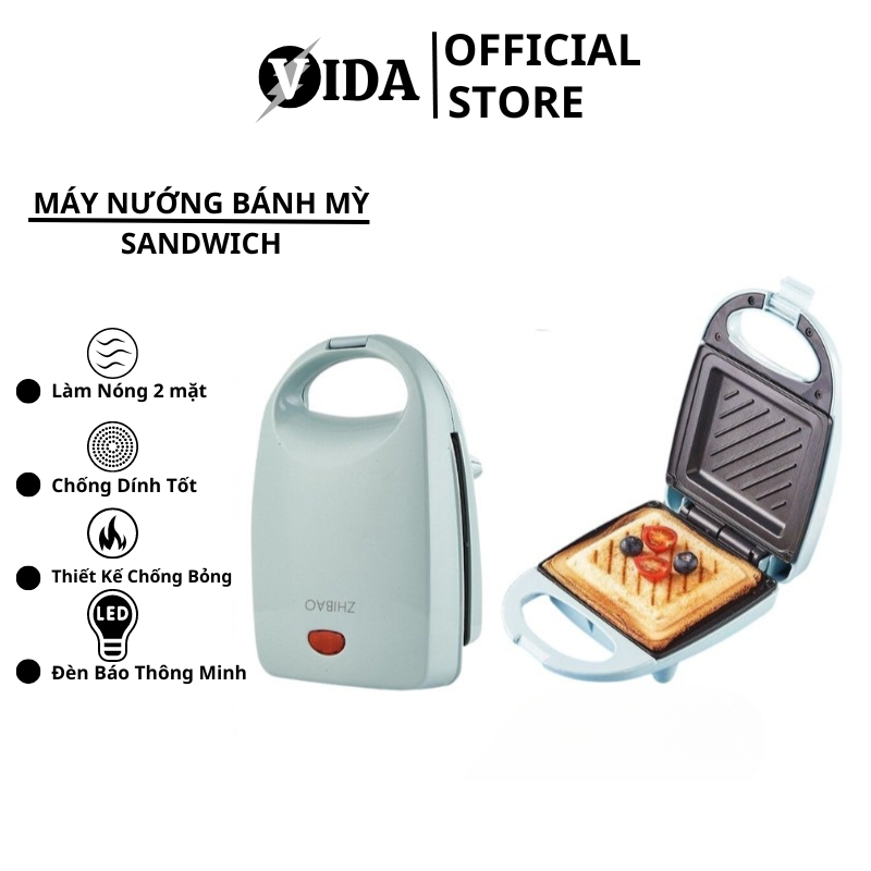 Máy Nướng Bánh Mì Sandwich Kẹp Làm Nóng 2 Mặt Rán Trứng Làm Đồ Ăn Sáng Nhanh Chóng Tiện Lợi SP41233123