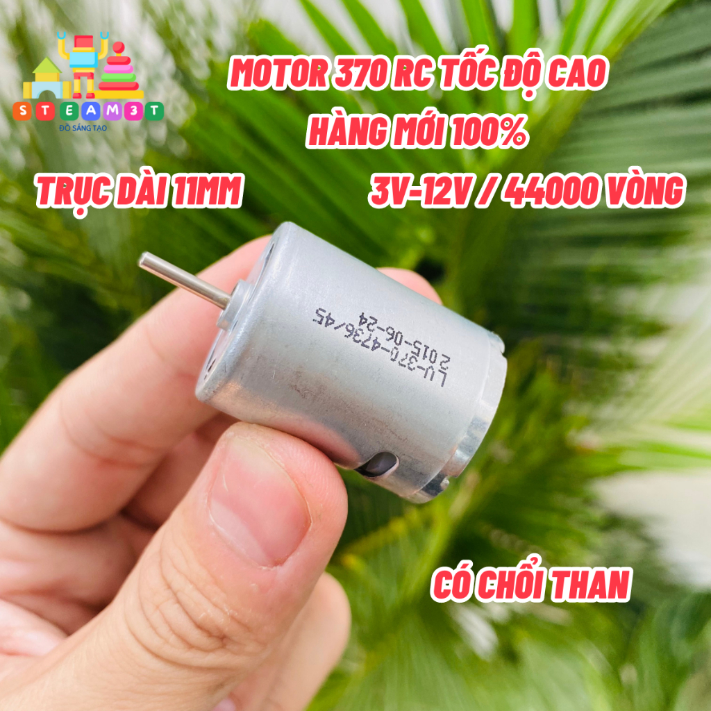 Motor mô tơ DC 3v - 7.4v - 12v 370 tốc độ cao 33000 RPM dùng DIY cho tàu xe mô hình - LK0222