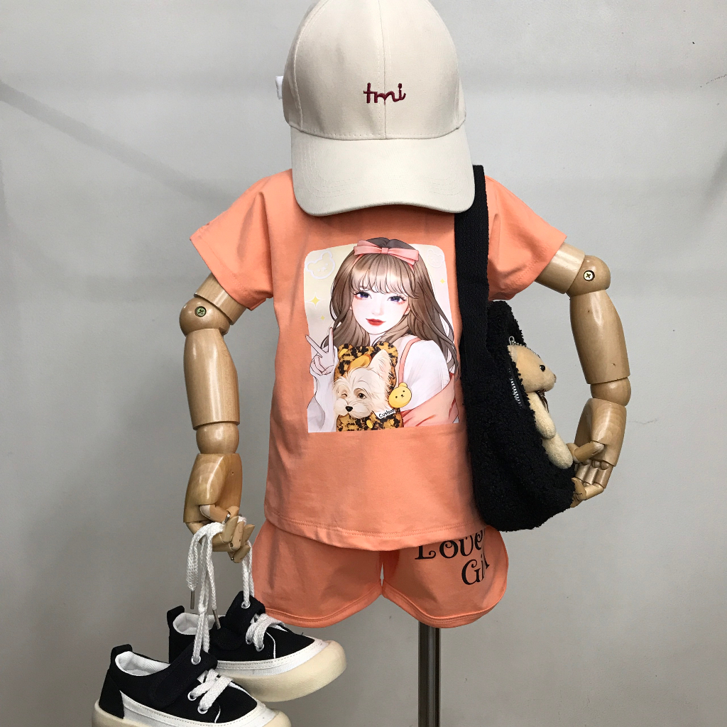 Set bộ quần áo BIMIA KIDS chất liệu cotton thoáng mát cho bé gái từ 8-24kg