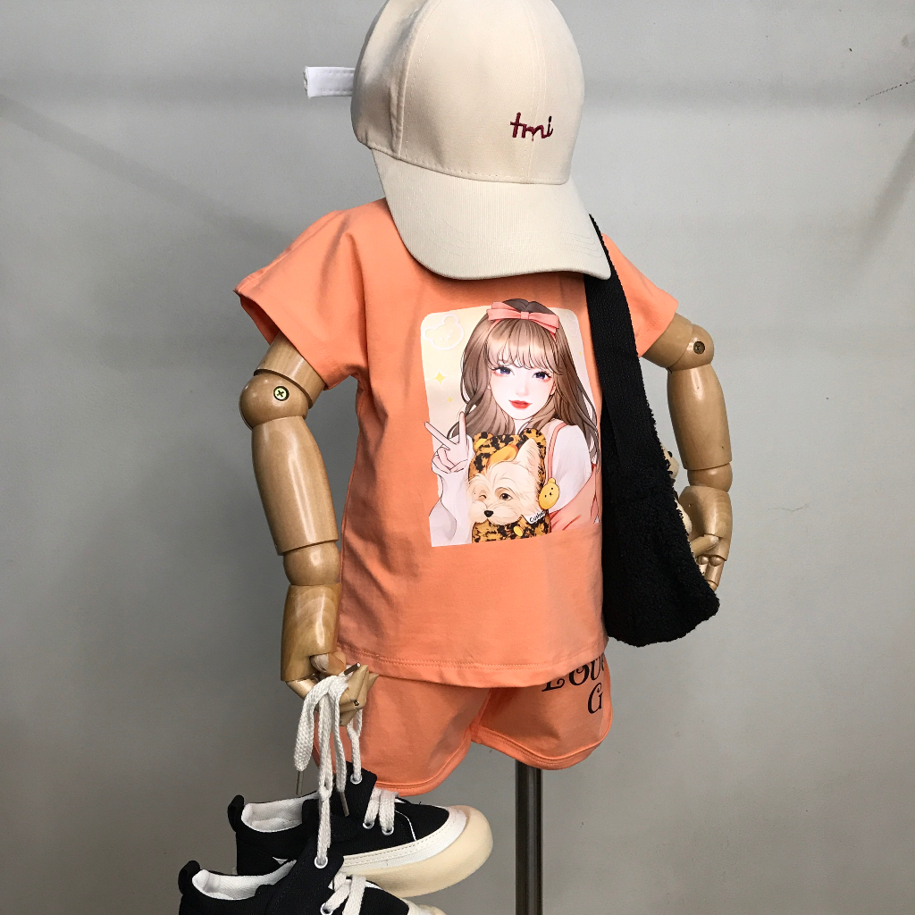 Set bộ quần áo BIMIA KIDS chất liệu cotton thoáng mát cho bé gái từ 8-24kg