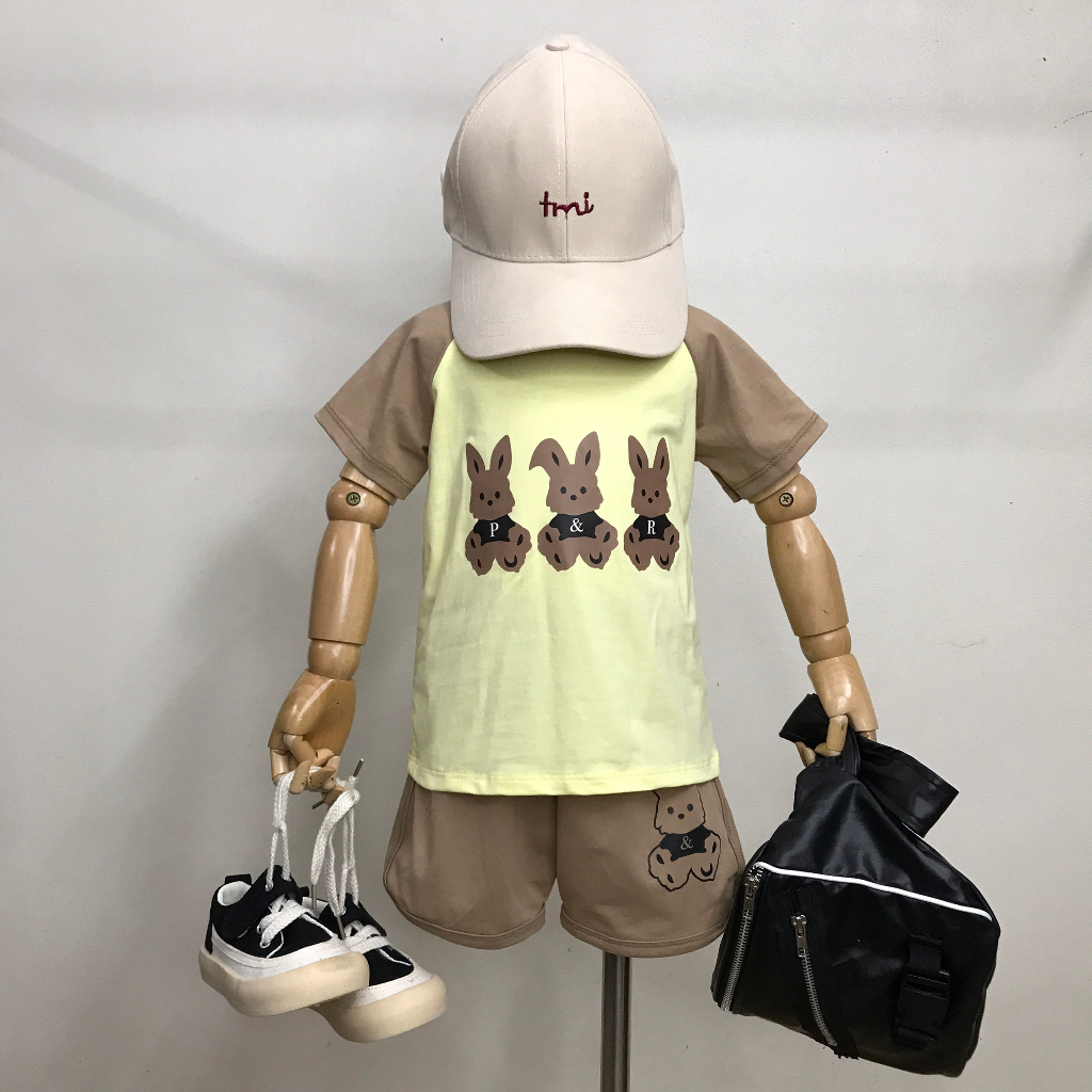 Quần áo trẻ em BIMIA KIDS, Bộ quần áo cho bé trai bé gái chất cotton thoáng mát in hình dễ thương