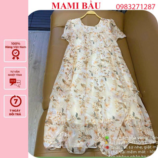 VÁY BẦU DỰ TIỆC CÔNG SỞ ĐẸP -ĐẦM BẦU MÙA HÈ BABAYDOLL HOA VẢI VOAN TOE 2 LỚP CỰC SANG