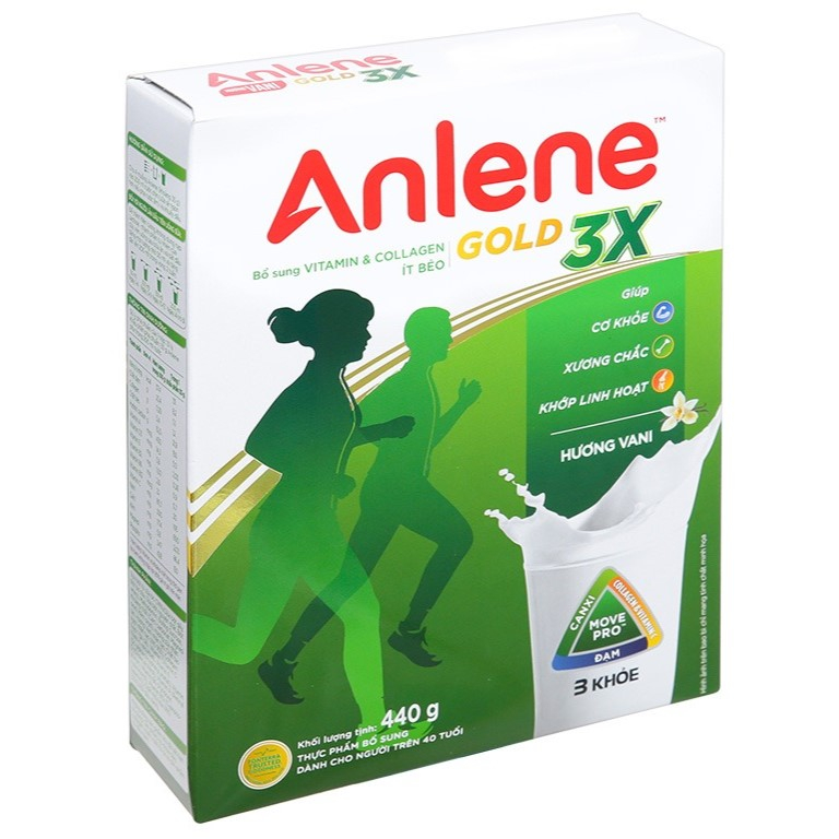 Sữa bột Anlene Gold 3X Movepro vani ít béo hộp 440g (trên 40 tuổi)