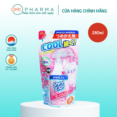 Xịt Lạnh Quần Áo Làm Mát Cơ Thể Ice Non Hakugen Earth Hương Xà Bông Nhật Bản (Túi Refill 280ml)