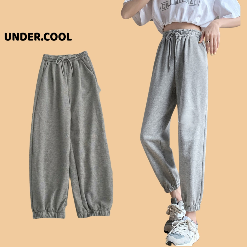 Quần nỉ jogger bo ống Dài Nữ UNDERCOOL Trơn Kiểu Joger nữ Bo Gấu Chất Nỉ Da Cá