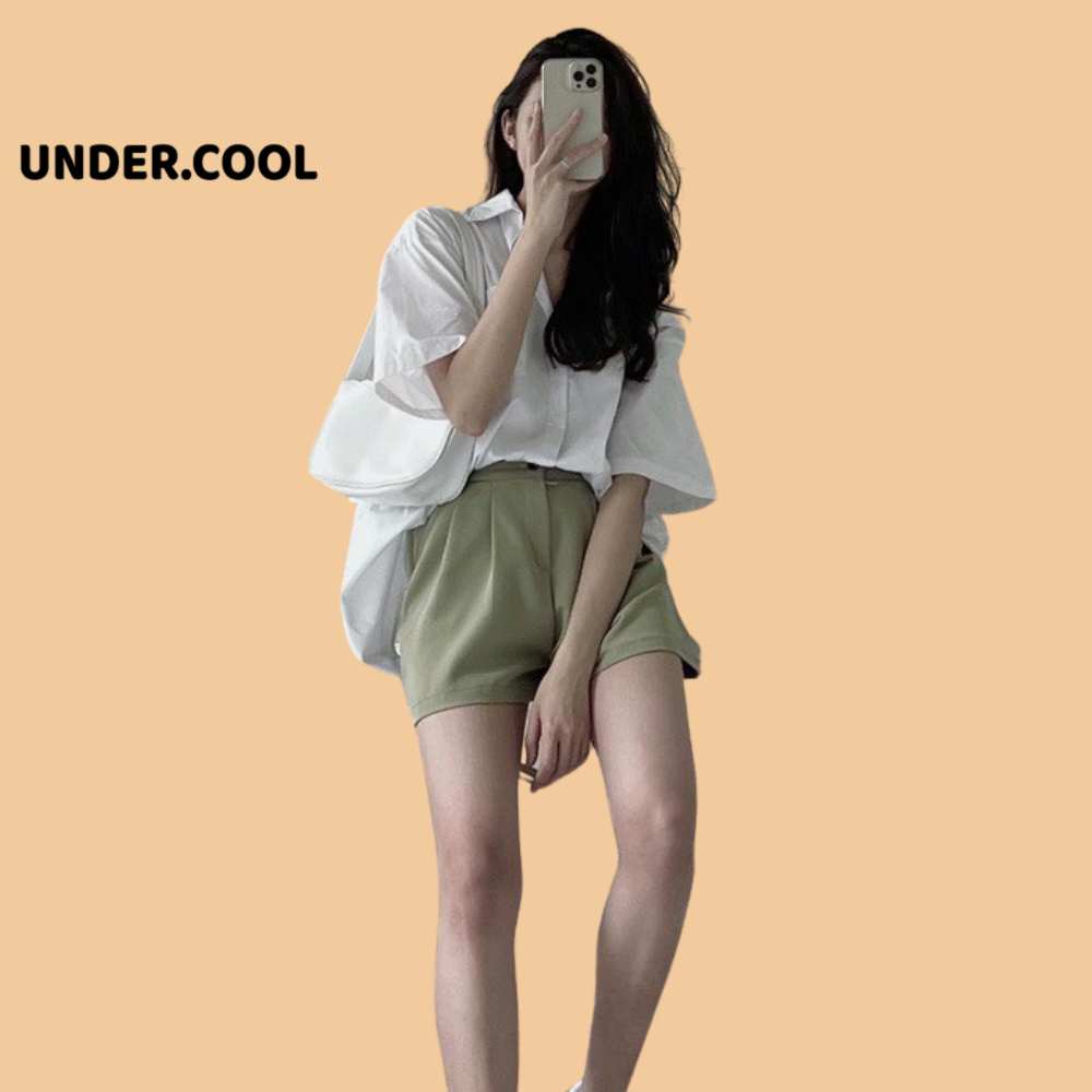 Quần Short Xếp Ly UNDERCOOL Chun Sau Cạp Cao Tôn Dáng Trẻ Trung