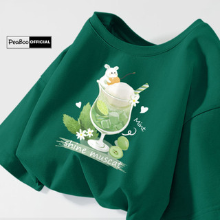 Áo Thun Nữ, Áo Phông Unisex By PEABOO Mã TN Shine Muscat Chất Cotton Thoáng Mát Form Rộng Tay Lỡ Cho Nam Nữ