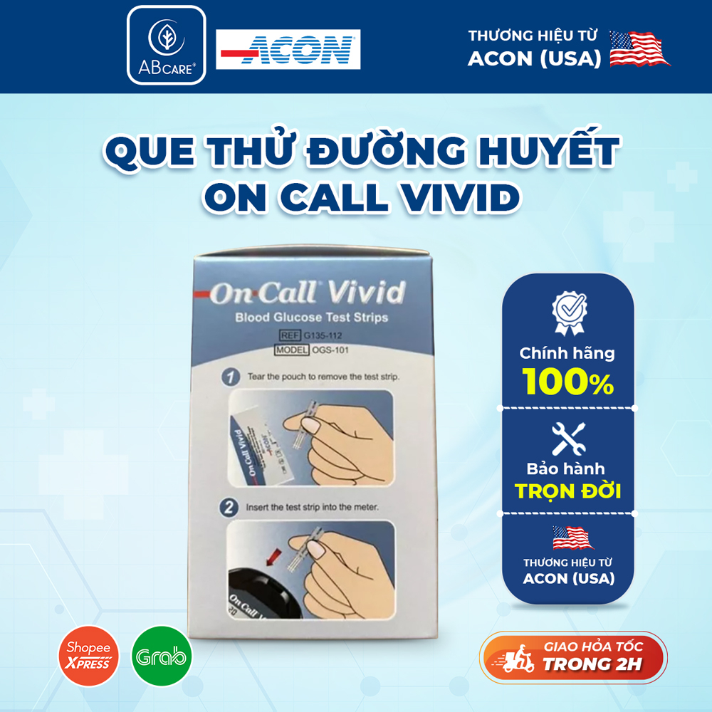 Que thử đường huyết On call Vivid Acon Hộp 25 que