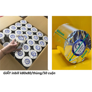 (GIÁ SỈ THÙNG 50 CUỘN)Giấy in nhiệt k80x80, sử dụng cho tất cả máy in khổ 80 mm và máy pos OCha, in bill, in hóa đơn