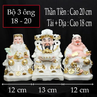 Bộ 3 ông áo trắng thần tài +thổ địa +thần tiền